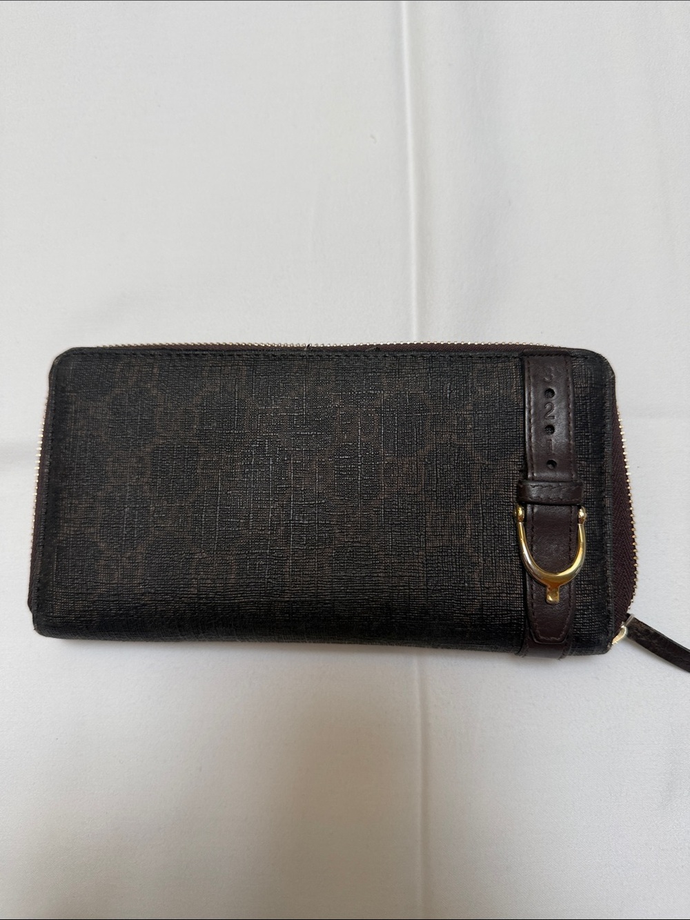 Vintage Gucci GG Monogram Zip Around Long Wallet – Dark Brown